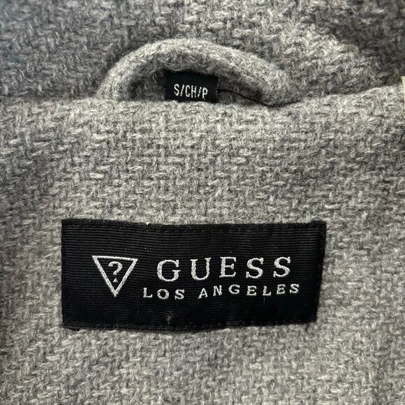 Guess Los Angeles Womens Small Gray Hooded Coat Toggle Closure Wool Blend Jacket - Picture 4 of 14